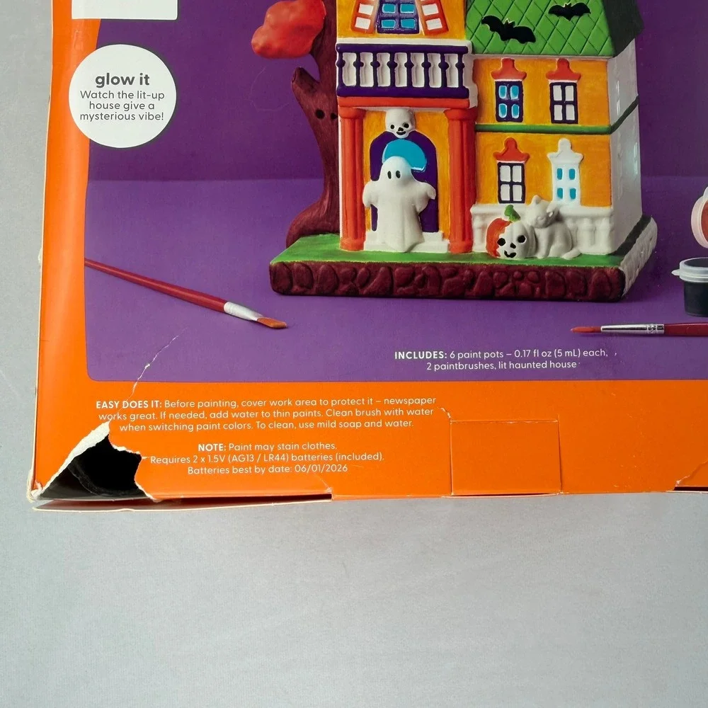 Mondo Llama Paint Your Own Lit Haunted House Kit Halloween Ceramic Craft Set - Picture 7 of 7